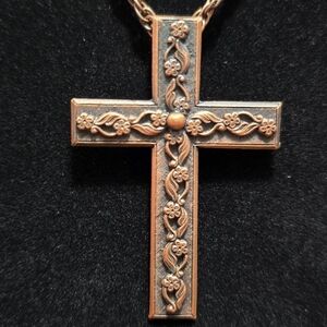 Floral Cross Pendant Necklace